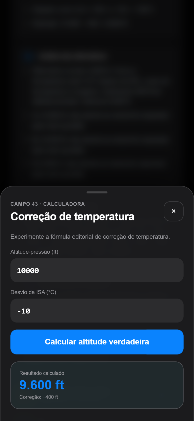 Calculadora de correção de temperatura