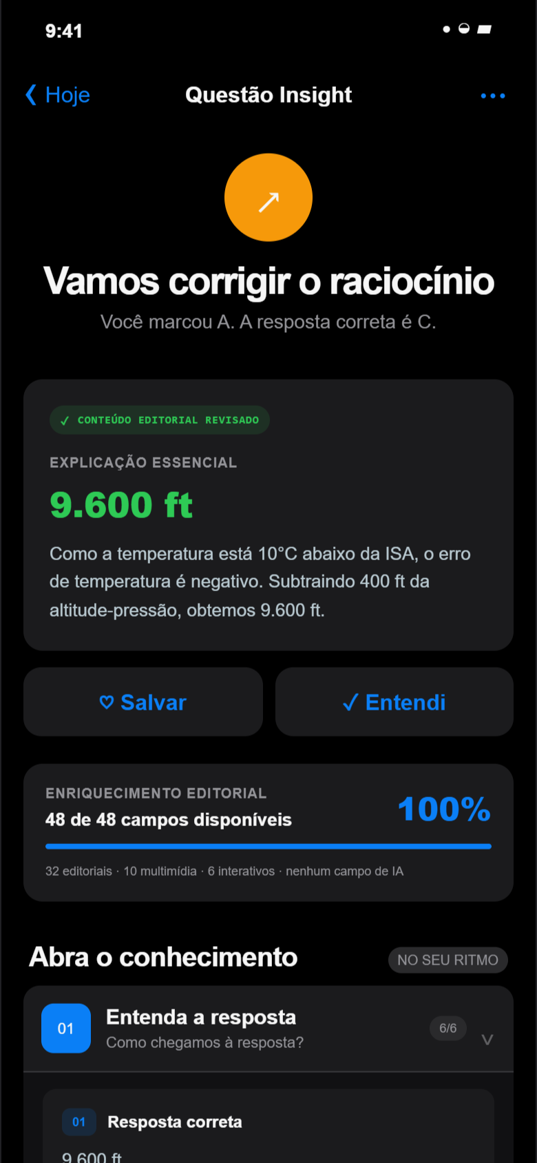 Tela de feedback após erro