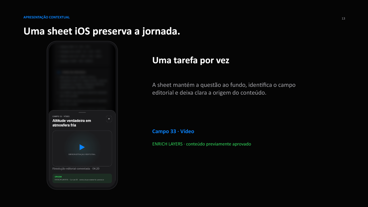 Recurso apresentado em sheet iOS